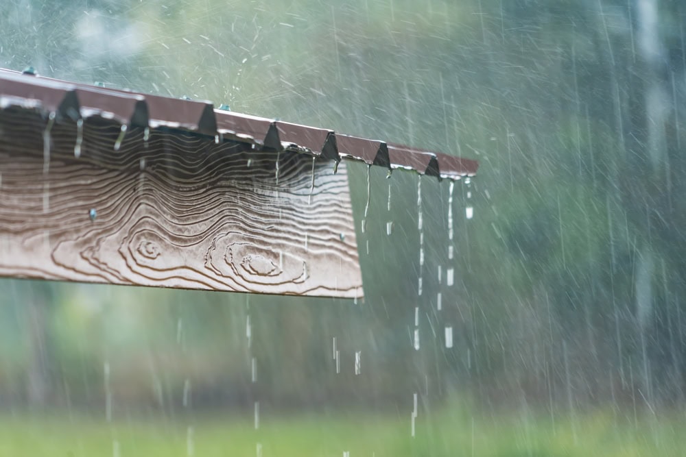 falling rain on metal roof