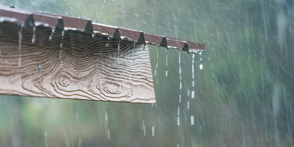 falling rain on metal roof